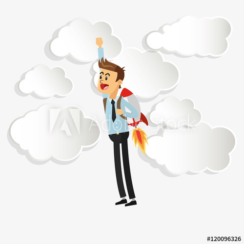 500x500 Flat Design Businessman With Jetpack Icon Vector Illustration