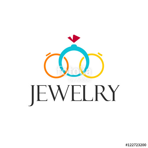 500x500 Jewelry Rings Vector Logo Template Isolated On White Background