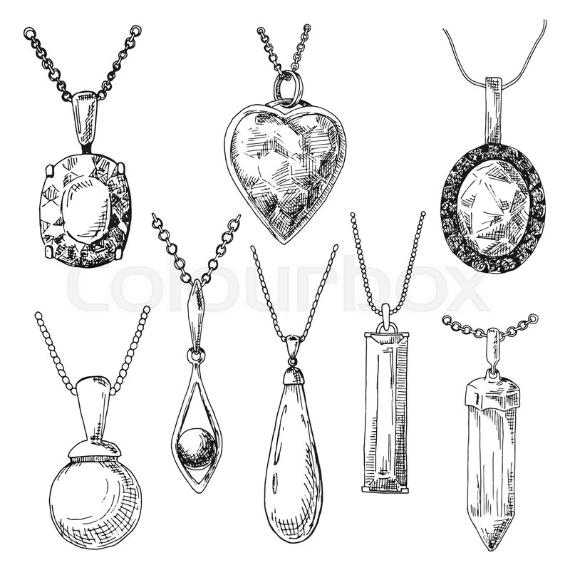 800x800 Hand Drawn A Set Of Different Jewelry Stock Vector Colourbox