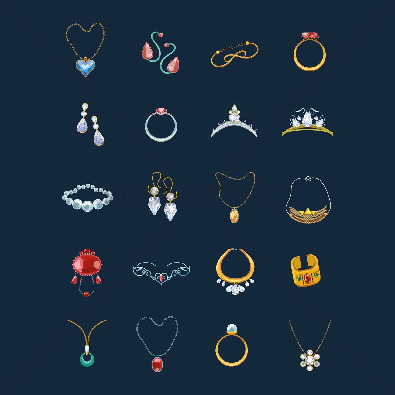 1300x1300 Collection Of Jewelry Vector Image