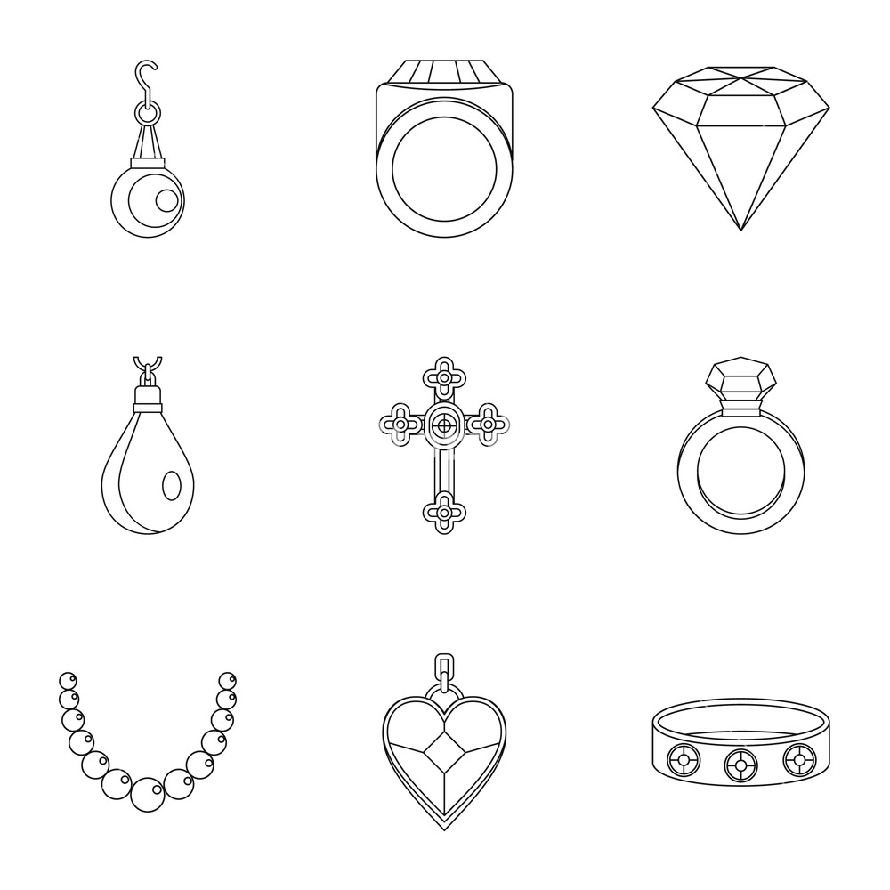 1000x1000 Jewelry Icon Set Outline Style Set Of Jewelry Vector Icons