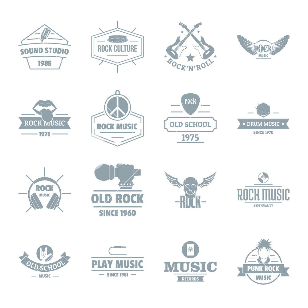 1000x1000 Rock Music Logo Icons Set Simple Illustration Of Rock Music