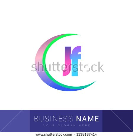 450x470 Initial Letter Jf Logotype Company Name, Coloreful And Swoosh