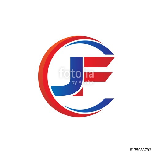500x500 Jf Logo Vector Modern Initial Swoosh Circle Blue And Red Stock