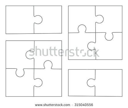 450x380 Jigsaw Puzzle Vector Blank Simple Templates Four Pieces Two
