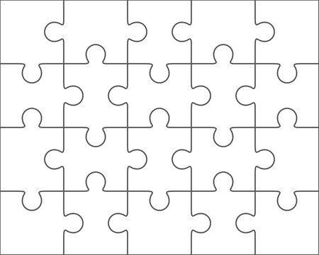 450x360 Jigsaw Puzzle Vector, Blank Simple Template Twenty Pieces