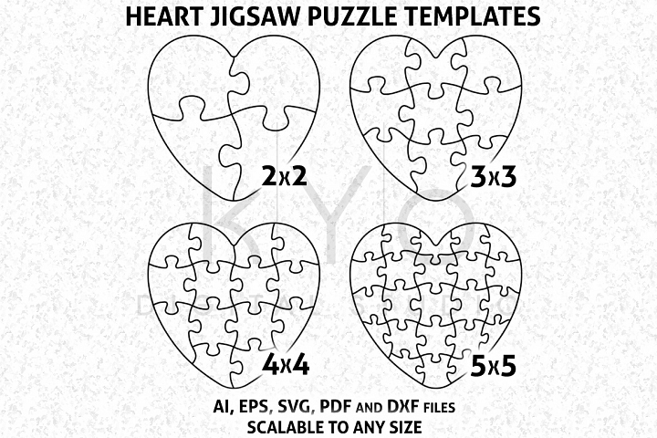 720x480 Heart Shape Jigsaw Puzzle Template Dxf Files, Puzzle
