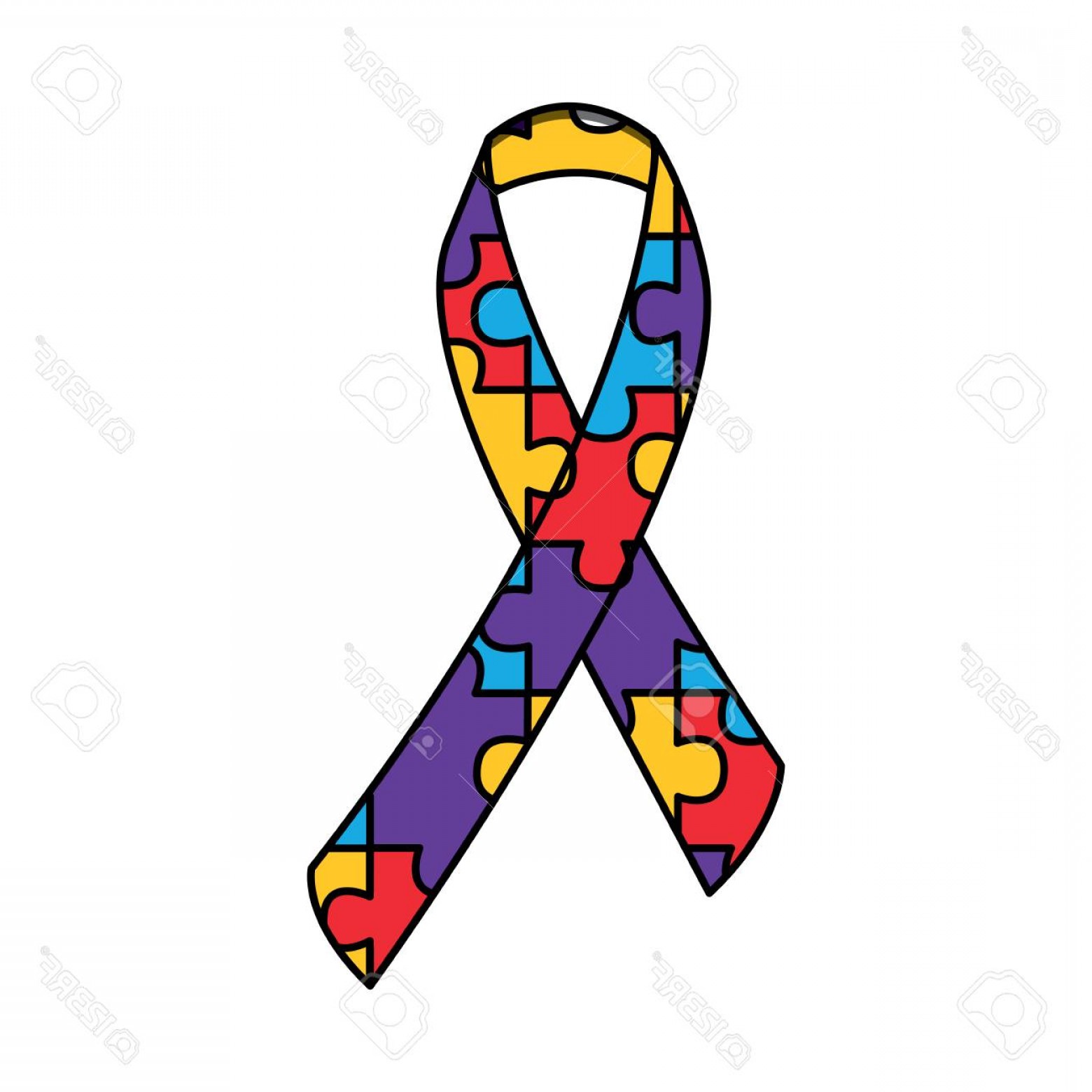 1560x1560 Photostock Vector Autism Awareness Ribbon Made With Jigsaw Puzzle
