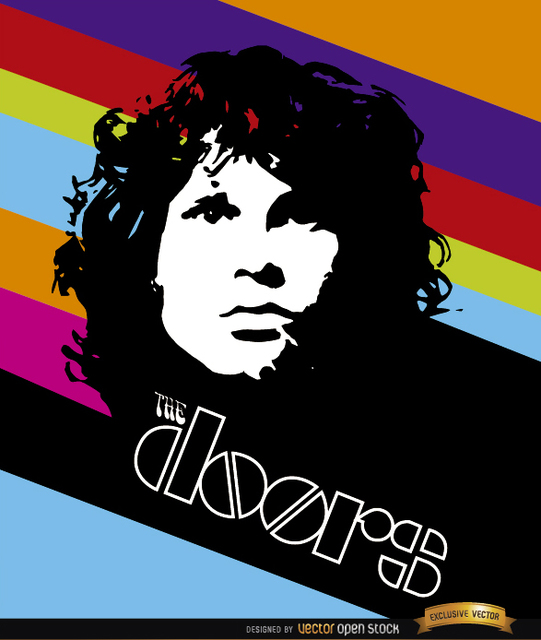 541x640 Free Vectors Jim Morrison Doors Color Stripes Poster Vector