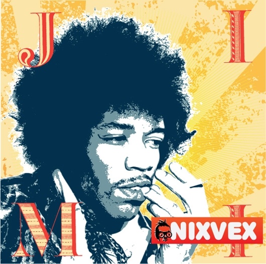 530x525 Nixvex Jimi Hendrix Free Vector Free Vector In Adobe Illustrator