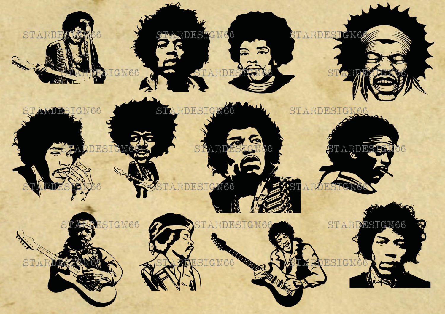 1500x1060 Huge Collection Of 'jimi Hendrix Silhouette Vector' Download More