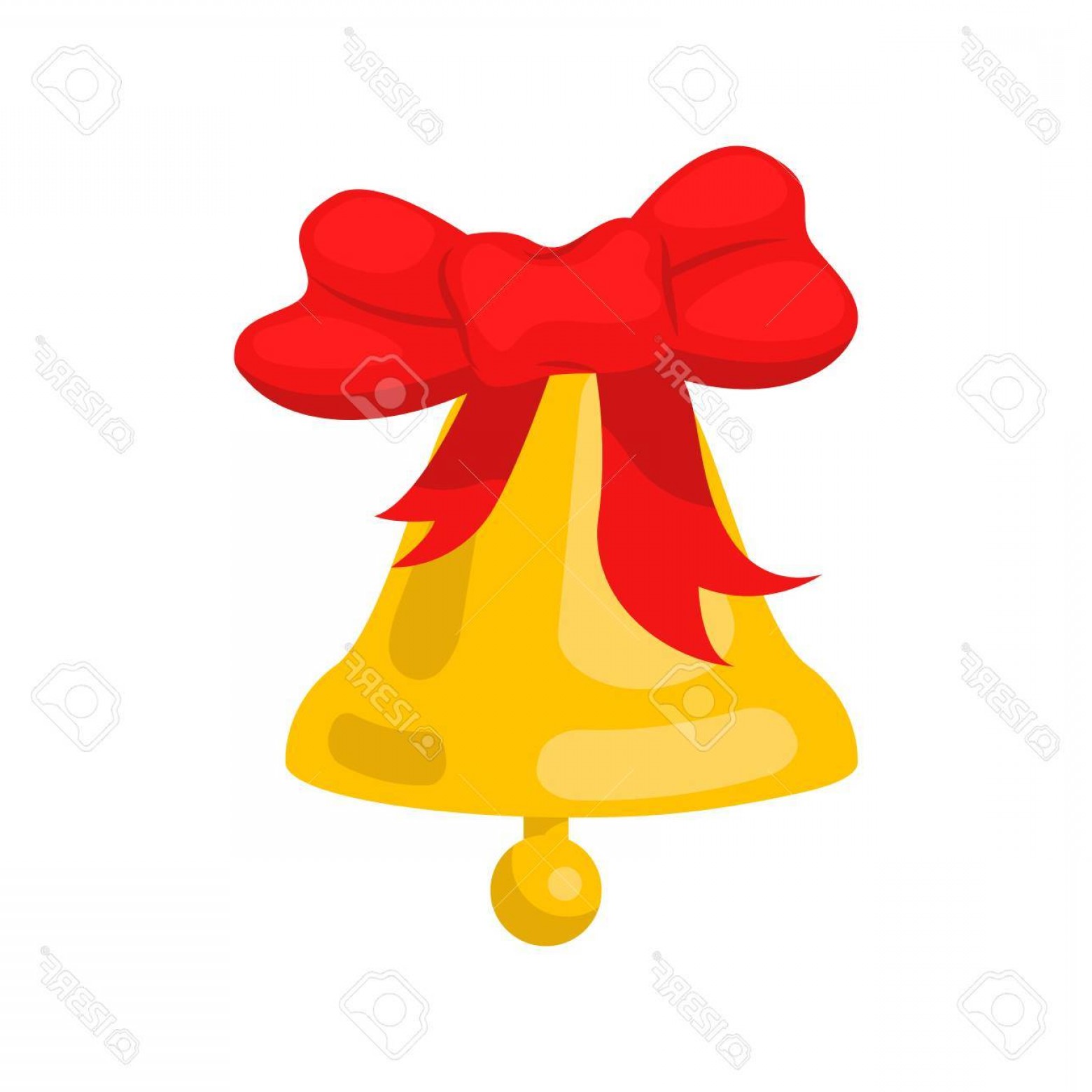 1560x1560 Photostock Vector Golden Bell Cartoon Wit Red Bow Ribbon Vector