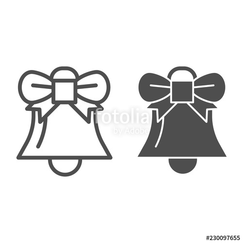 500x500 Bell With Bow Line And Glyph Icon Christmas Bell Vector