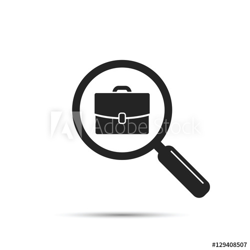 500x500 Search For Job Icon, Vector Magnifying Glass With Briefcase