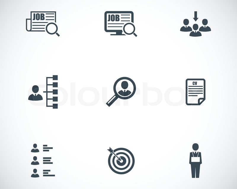 800x640 Vector Black Job Search Icons Set Stock Vector Colourbox