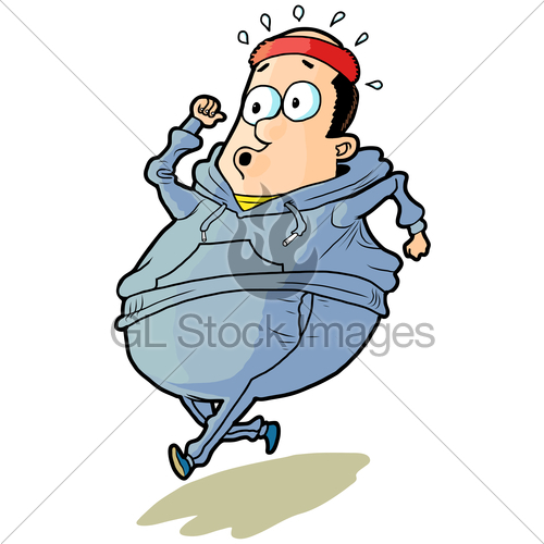 500x500 Overweight Bald Man Jogging Vector Cartoon Gl Stock Images