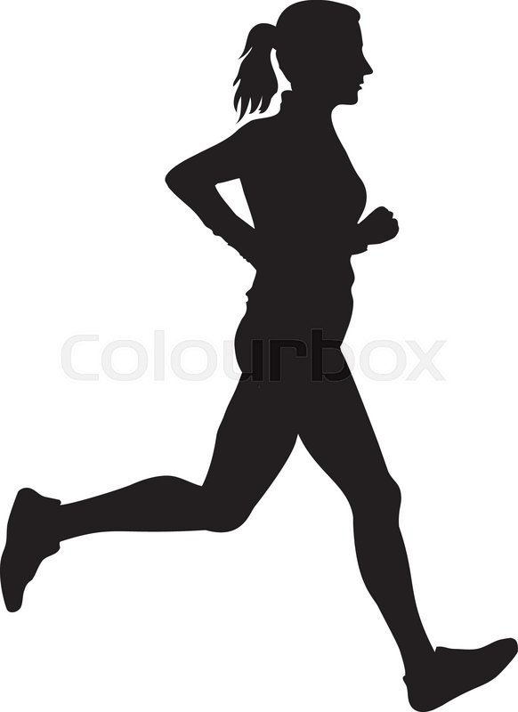 582x800 Running Jogging Woman Silhouette Stock Vector Colourbox