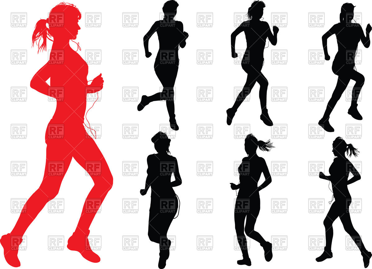 1200x868 Young Slim Woman With Headphones Jogging Vector Image Of People