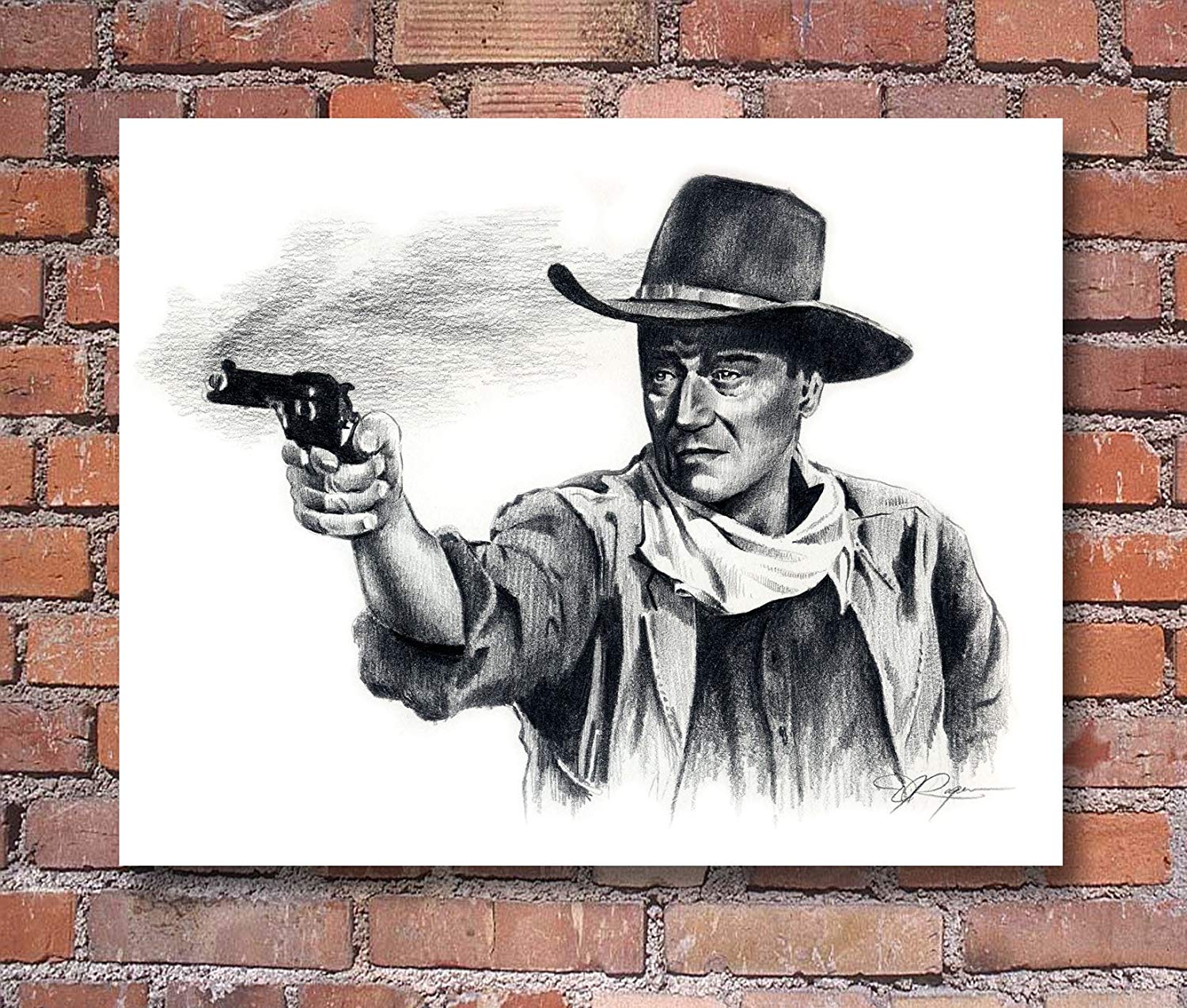 John Wayne The Duke Pencil Drawing Art Print 1500x1274 John Wayne The Duke Pencil Drawing Art Print