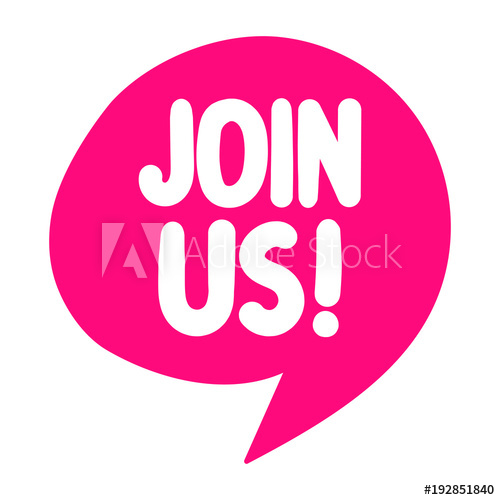 500x500 Join Us! Vector Hand Drawn Speech Bubble Icon, Badge Illustration
