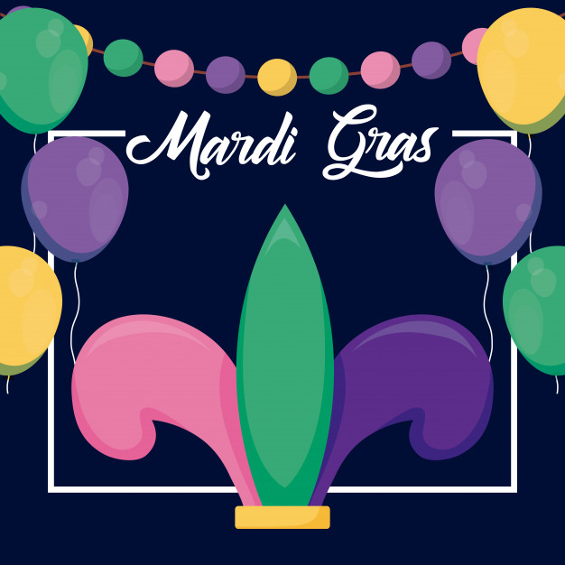 626x626 Mardi Gras Card With Joker Hat Vector Premium Download