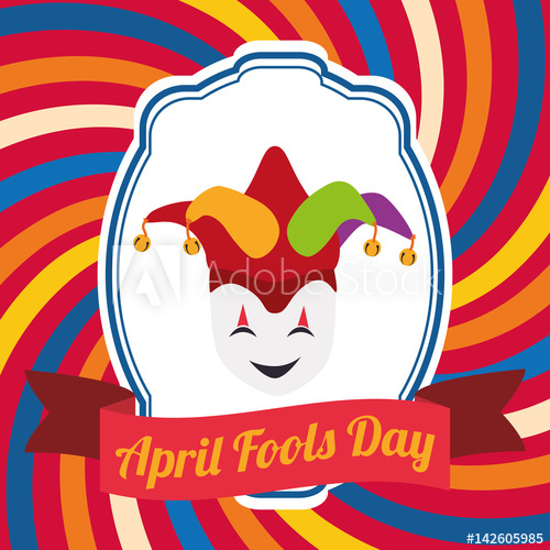 500x500 April Fools Day Mask Joker Hat Vector Illustration