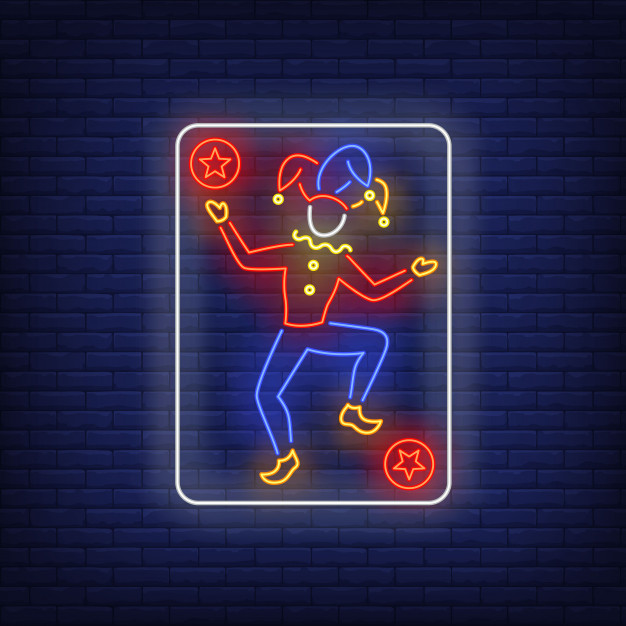 Joker Playing Card Neon Sign Vector Free Download 626x626 Joker Playing Card Neon Sign Vector Free Download
