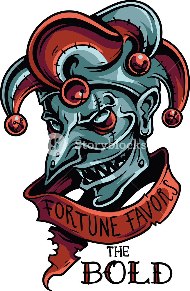 654x1000 Vector T Shirt Design With Evil Joker Royalty Free Stock Image