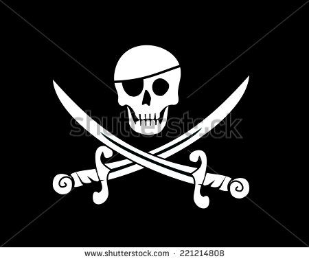 450x380 Jolly Roger Pirate Flag Vector Skull, Icon, Sword, Symbol, White