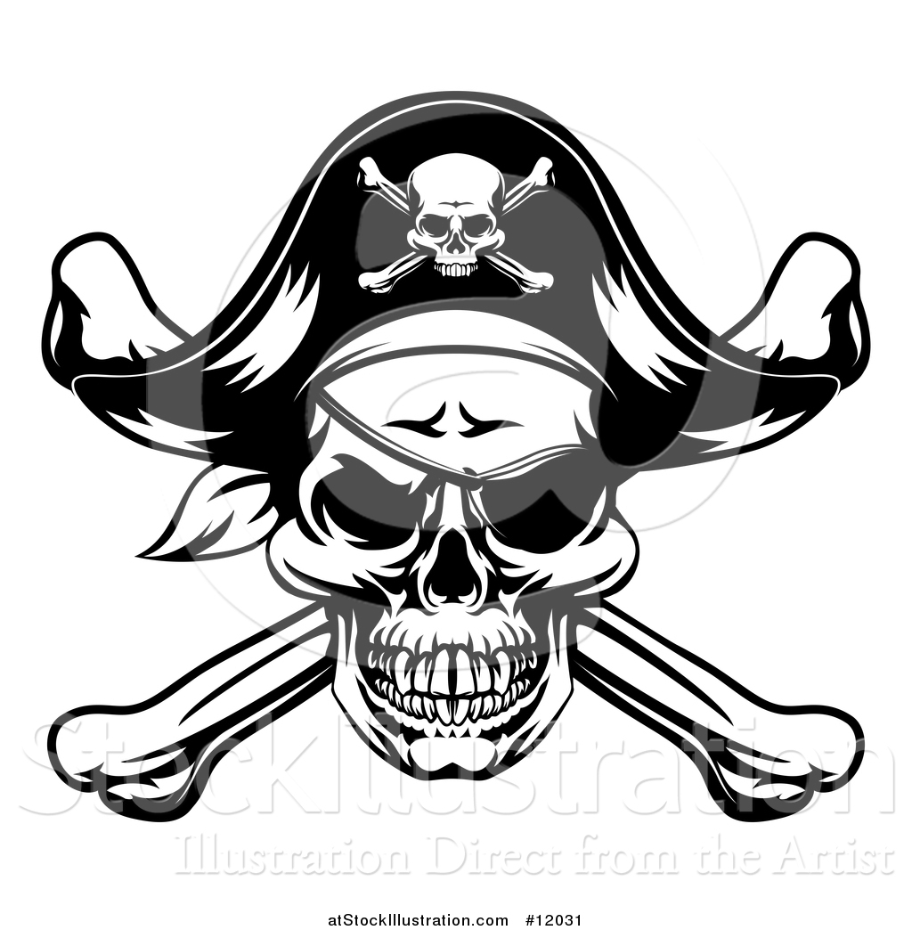 1024x1044 Vector Illustration Of A Black And White Oirate Skull
