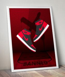 251x300 Retro Jordan Banned Bred Vector Wall Art Poster Print Nike One