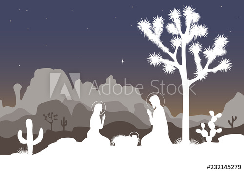 500x354 Saint Family And The Joshua Tree, Cactus, And Mountains Background