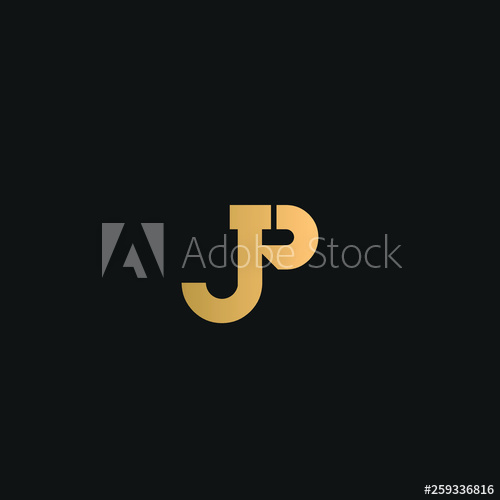 500x500 Jp Or Pj Logo Vector Initial Letter Logo, Golden Text On Black
