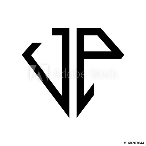 500x500 Initial Letters Logo Jp Black Monogram Diamond Pentagon Shape