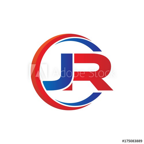 500x500 Jr Logo Vector Modern Initial Swoosh Circle Blue And Red