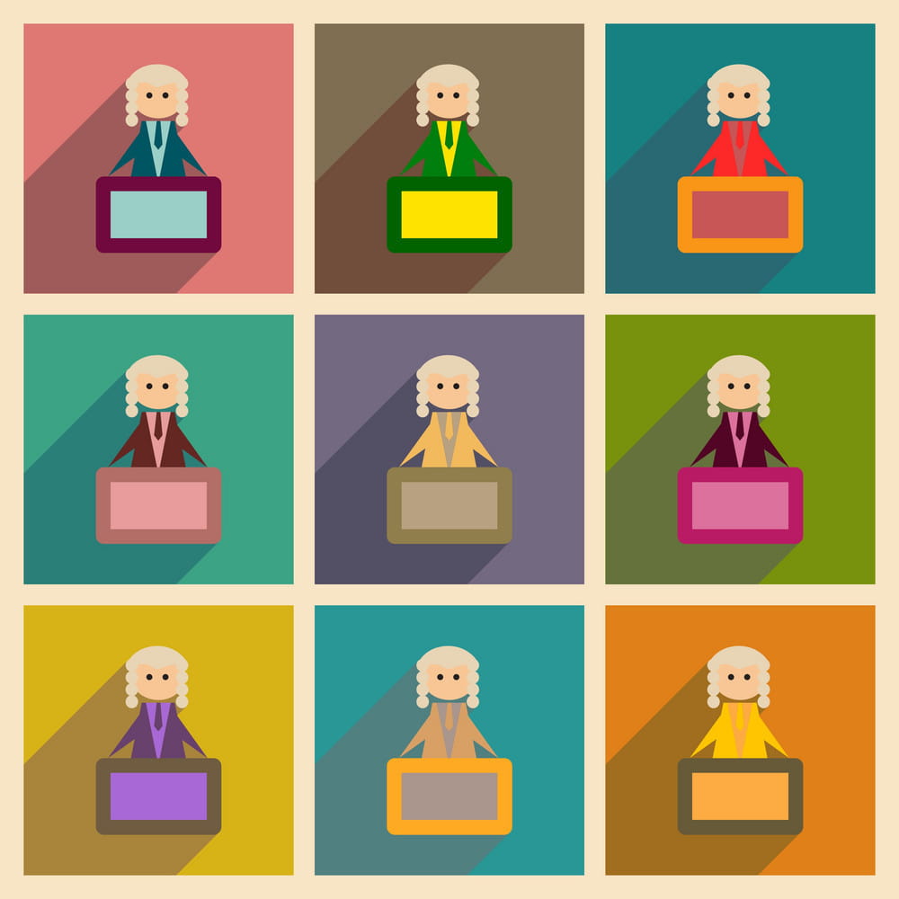 1000x1000 Concept Of Flat Icons With Long Shadow Judge Vector