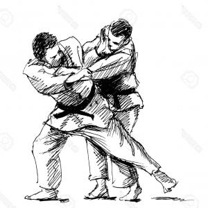 300x300 Photostock Vector Hand Sketch Competing Judo Vector Illustration