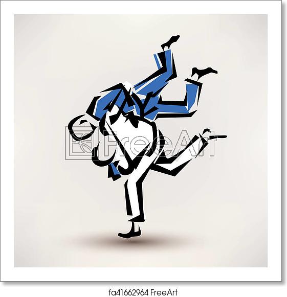 561x581 Free Art Print Of Judo Vector Symbol, One Wrestler Throw Another