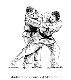 247x280 Hand Sketch Competing Judo Vector Illustration Human Figures