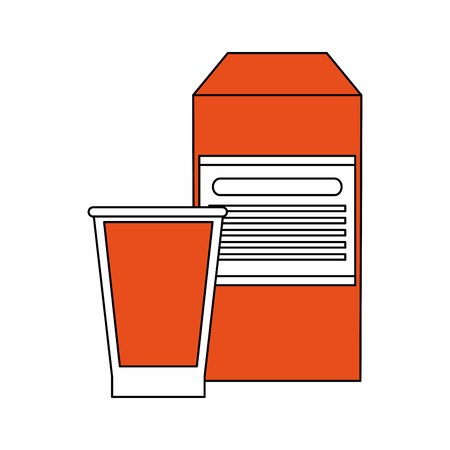 450x450 Orange Juice Box With Glass Vector Illustration Graphic Design