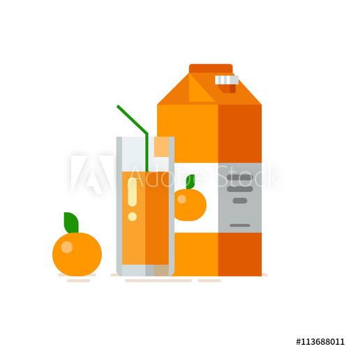 500x500 Orange Juice In Glass Orange Juice In Carton Box Vector
