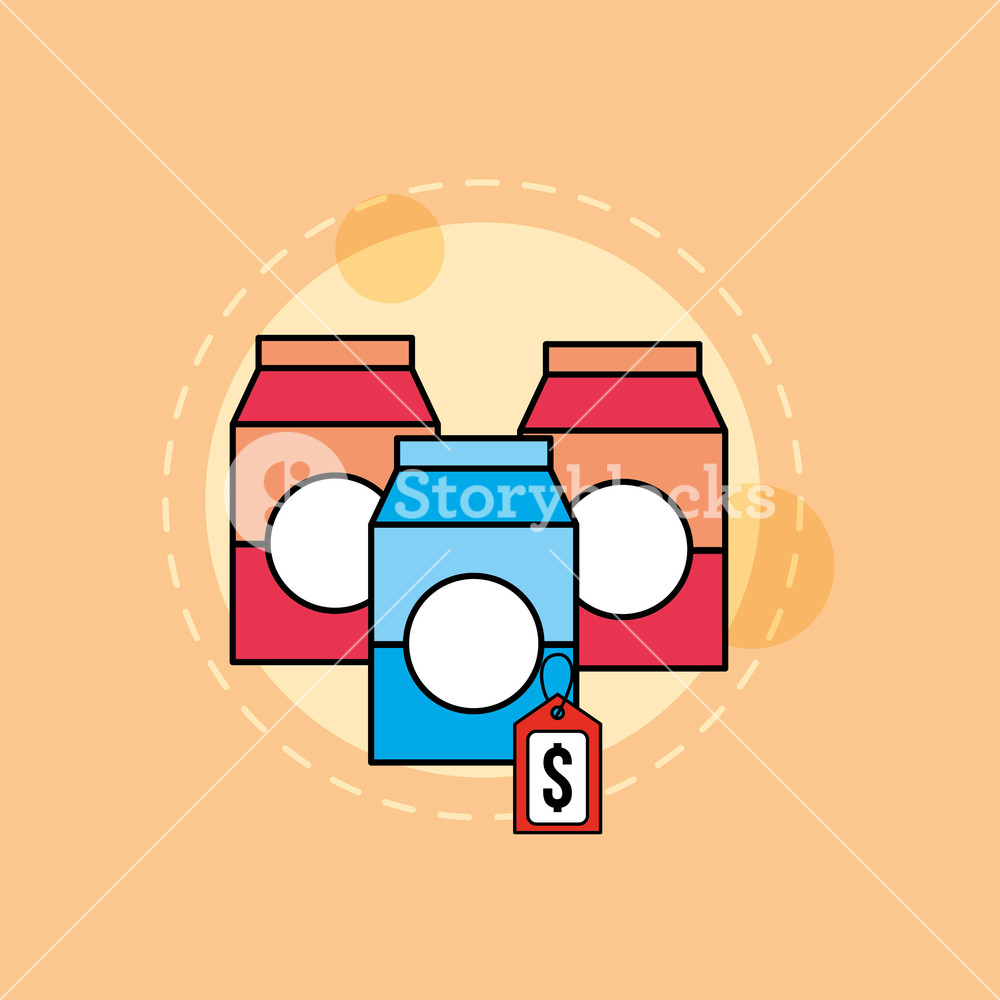 1000x1000 Milk Or Juice Box Tag Price Product Market Vector Illustration