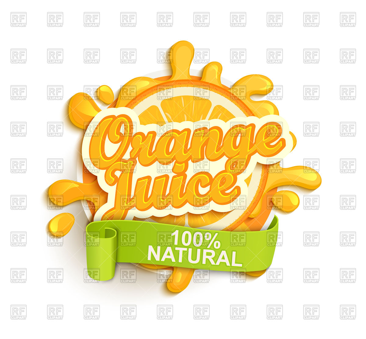 1200x1112 Orange Juice Label Splash Vector Image Of Food And Beverages