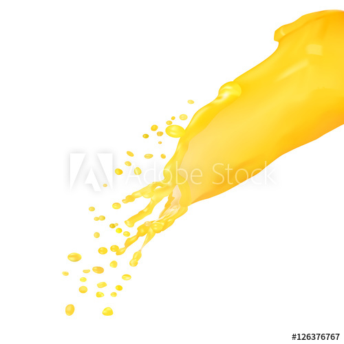 500x500 Fresh Mango Juice Splash, Vector Illustration