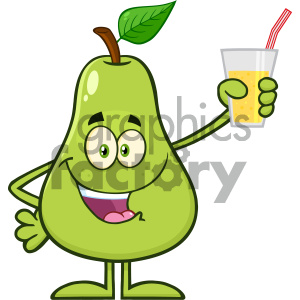 300x300 Royalty Free Rf Clipart Illustration Pear Fruit With Green Leaf