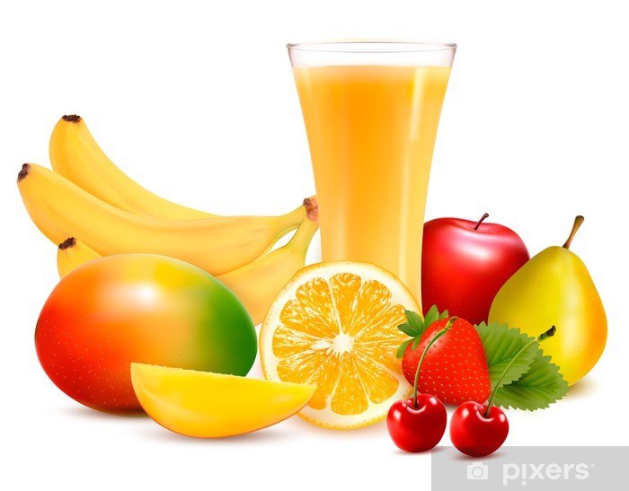700x547 Fresh Color Fruit And Juice Vector Illustration Wall Mural