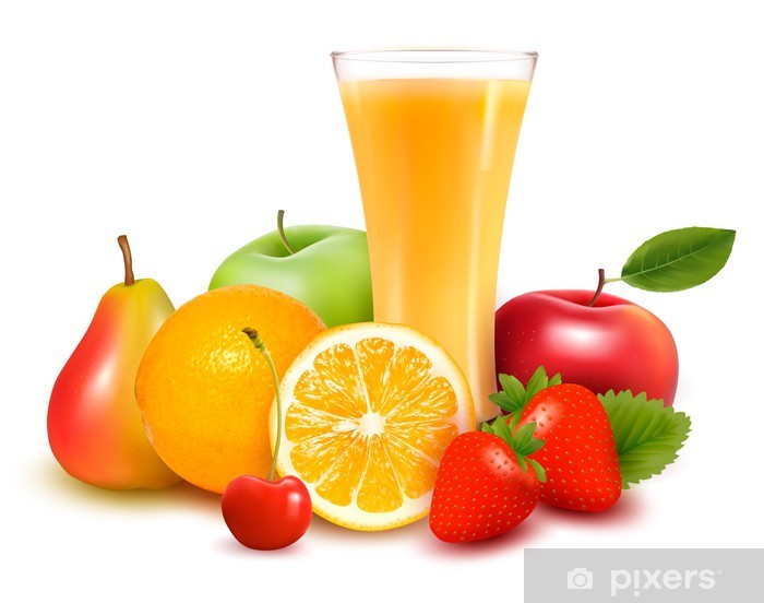 700x552 Fresh Fruit And Juice Vector Illustration Wall Mural Pixers