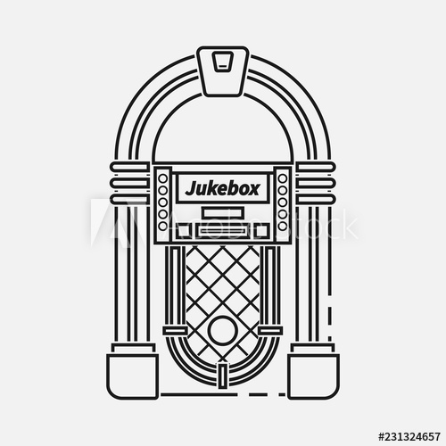 500x500 Retro Jukebox Flat Line Vector Icon Isolated On White Background