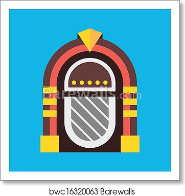 362x382 Vector Retro Jukebox Icon, Art Print Barewalls Posters Prints