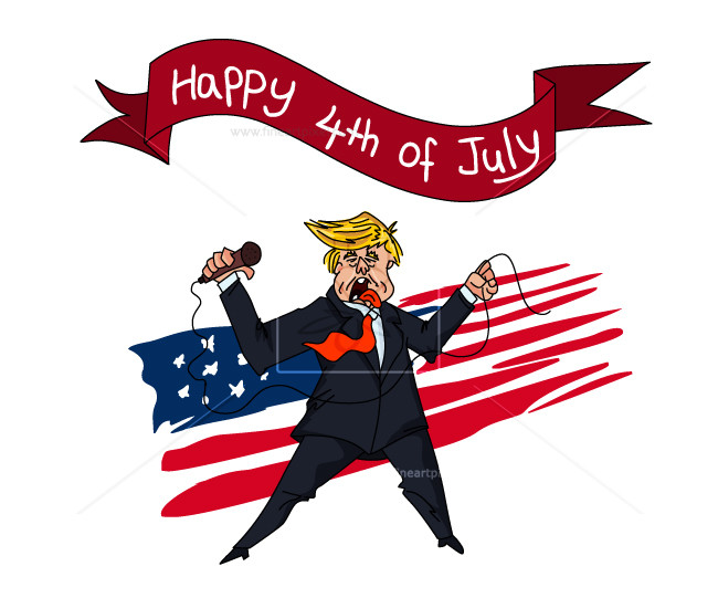 Donald Trump Caricature Happy July Free Vectors, Illustrations 650x541 Donald Trump Caricature Happy July Free Vectors, Illustrations